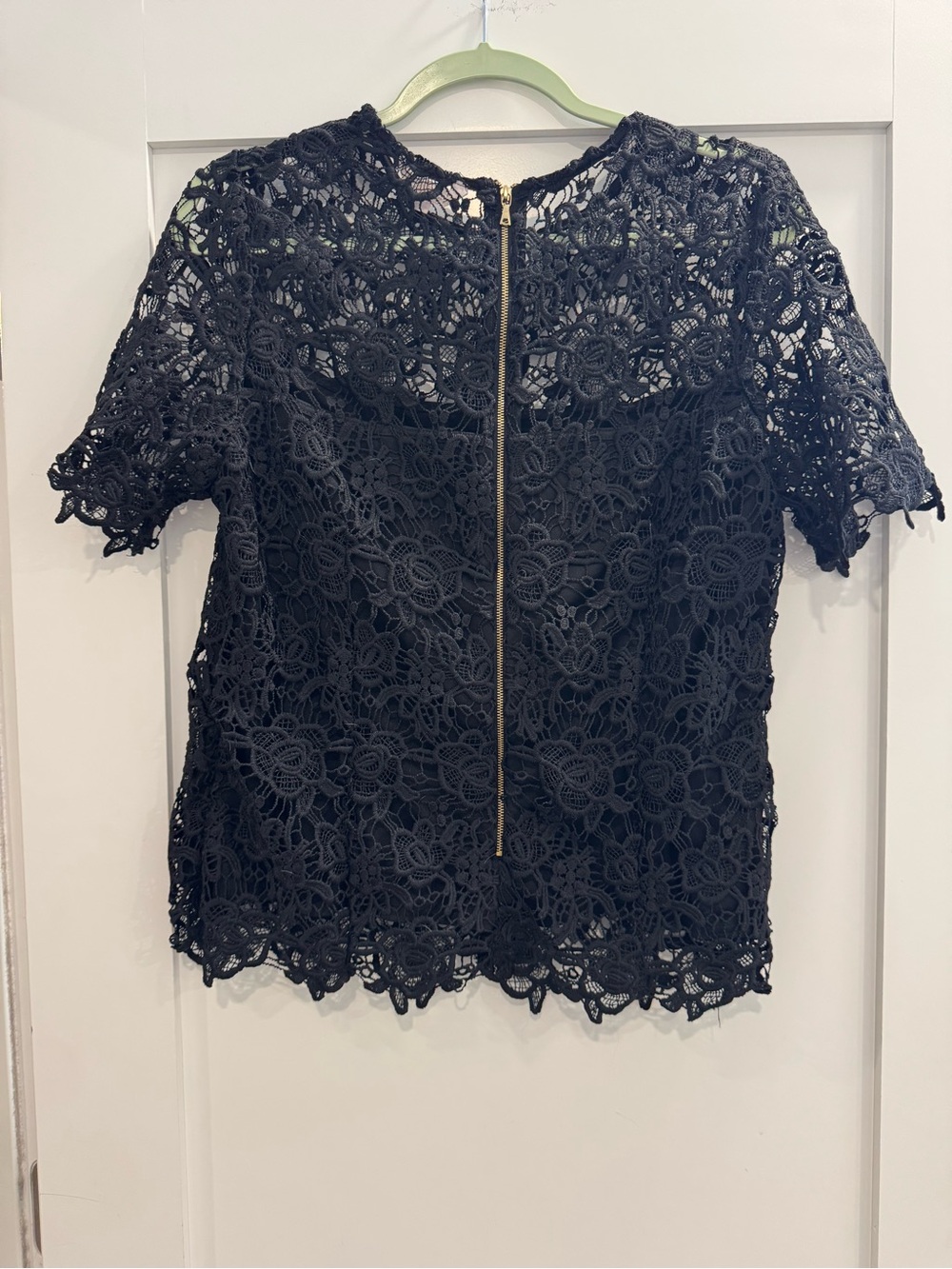 Nanette Lepore Black Floral Lace Short-Sleeve Top - Picture 2 of 4